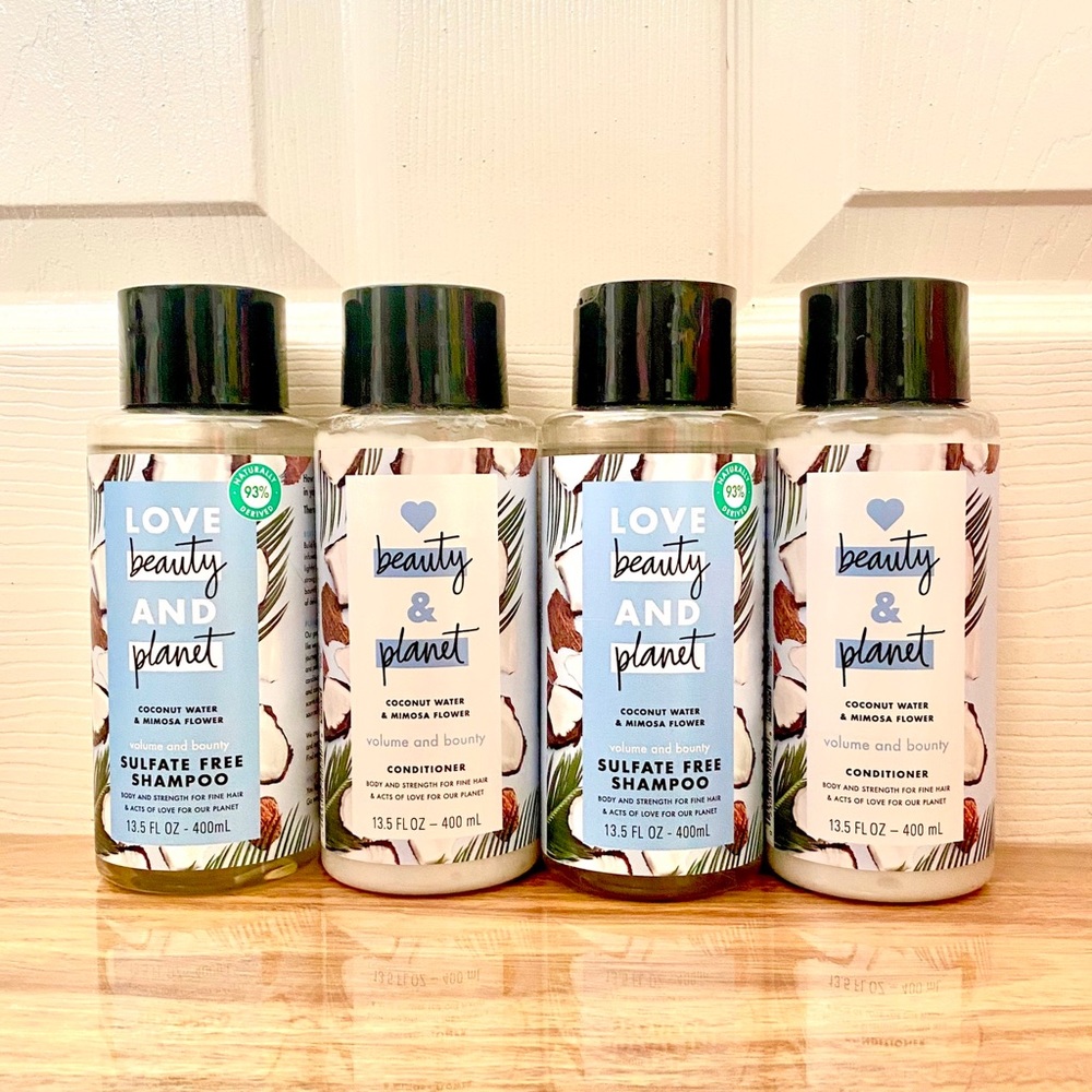 Love beauty & planet shampoo and conditioner coconut water & mimosa flower